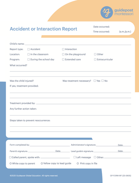 Guidepost Print - Accident or Interaction Report (Packs of 25)