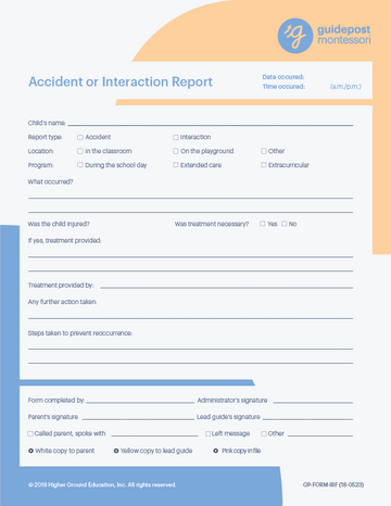 Guidepost Print - Accident or Interaction Report (Packs of 50)