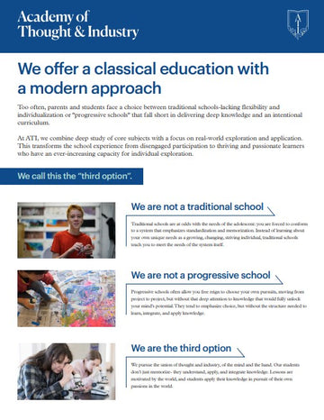 ATI Print - Tour Insert - Classical Education With a Modern Approach (50/Pack)