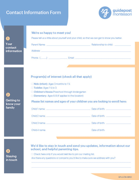 Guidepost Print - Contact Form (50/pack) OLD VERSION