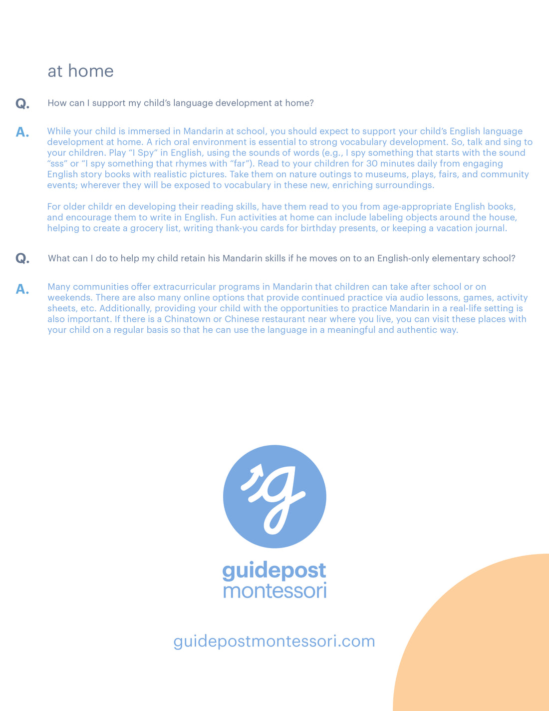 Guidepost Print - FAQ Mandarin (50/pack)